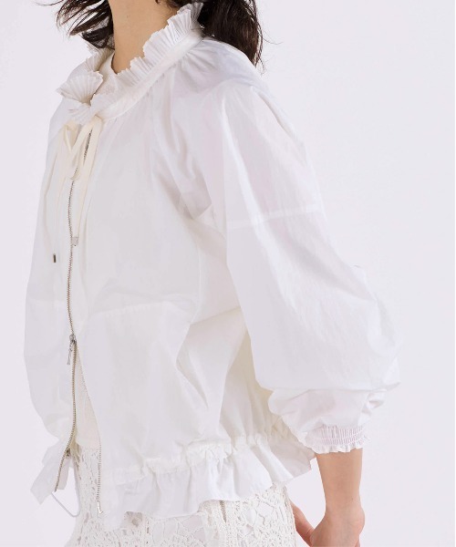 Marilyn Moon(マリリンムーン)の「pleats sheer dolman blouson(ブルゾン・レディース・ホワイト/ベージュ/ミント/ブラック・FREE)」の9枚目の写真