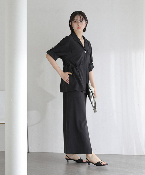 La TOTALITE（ラトータリテ）の「【洗える】リネン混ワークシャツジャケット（その他アウター・レディース・スカイブルー/アイボリー/ブラック・FREE）」の5枚目の写真