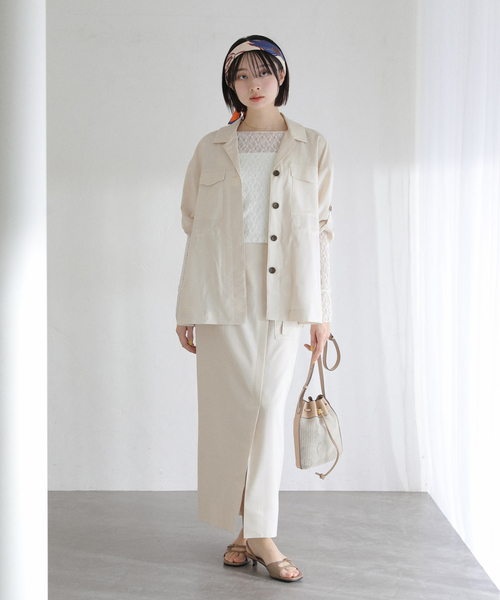 La TOTALITE（ラトータリテ）の「【洗える】リネン混ワークシャツジャケット（その他アウター・レディース・スカイブルー/アイボリー/ブラック・FREE）」の13枚目の写真