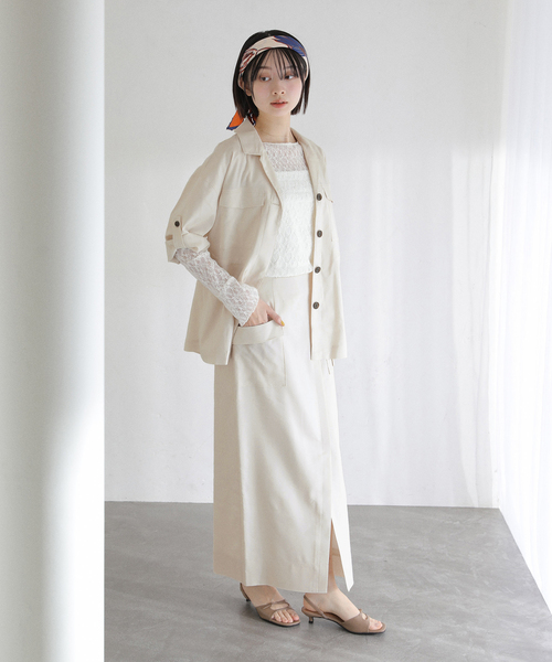 La TOTALITE（ラトータリテ）の「【洗える】リネン混ワークシャツジャケット（その他アウター・レディース・スカイブルー/アイボリー/ブラック・FREE）」の14枚目の写真