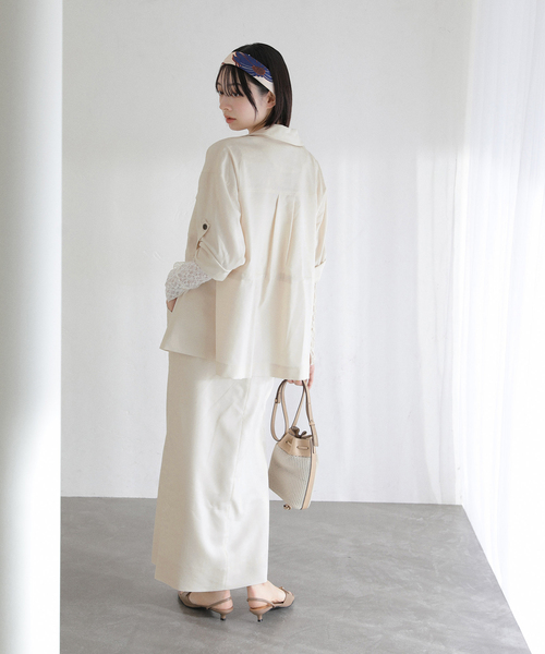 La TOTALITE（ラトータリテ）の「【洗える】リネン混ワークシャツジャケット（その他アウター・レディース・スカイブルー/アイボリー/ブラック・FREE）」の15枚目の写真