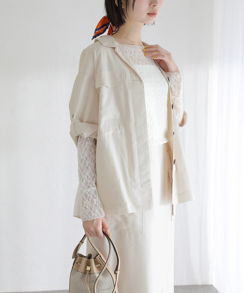 La TOTALITE（ラトータリテ）の「【洗える】リネン混ワークシャツジャケット（その他アウター・レディース・スカイブルー/アイボリー/ブラック・FREE）」の16枚目の写真