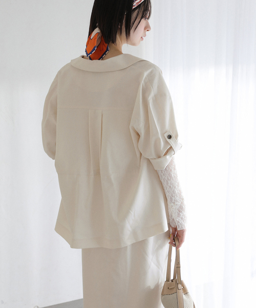 La TOTALITE（ラトータリテ）の「【洗える】リネン混ワークシャツジャケット（その他アウター・レディース・スカイブルー/アイボリー/ブラック・FREE）」の17枚目の写真