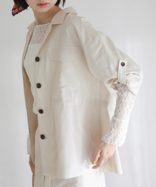 La TOTALITE（ラトータリテ）の「【洗える】リネン混ワークシャツジャケット（その他アウター・レディース・スカイブルー/アイボリー/ブラック・FREE）」の18枚目の写真