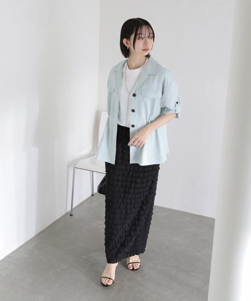 La TOTALITE（ラトータリテ）の「【洗える】リネン混ワークシャツジャケット（その他アウター・レディース・スカイブルー/アイボリー/ブラック・FREE）」の20枚目の写真