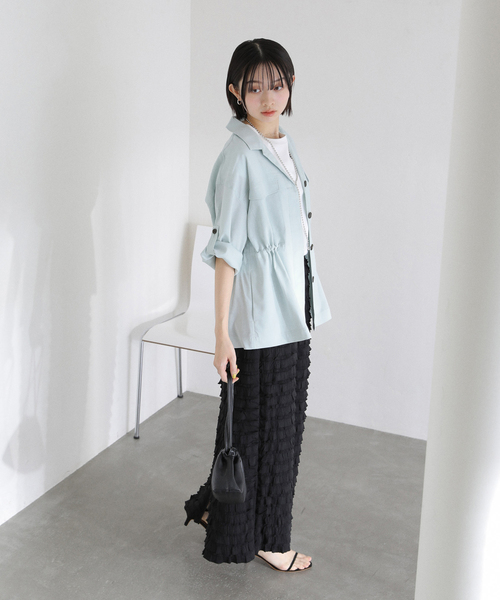 La TOTALITE（ラトータリテ）の「【洗える】リネン混ワークシャツジャケット（その他アウター・レディース・スカイブルー/アイボリー/ブラック・FREE）」の22枚目の写真