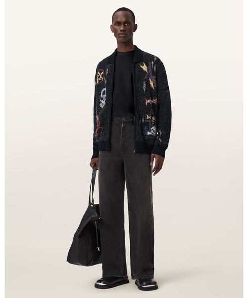 ALLSAINTS（オールセインツ）の「MELLER ZIP UP JACQUARD CARDIGAN | MELLER ジップアップ ジャカード カーディガン（カーディガン/ボレロ・メンズ・ブラック・XS/S/M/L）」の6枚目の写真