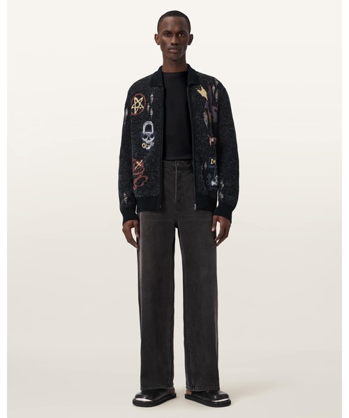ALLSAINTS（オールセインツ）の「MELLER ZIP UP JACQUARD CARDIGAN | MELLER ジップアップ ジャカード カーディガン（カーディガン/ボレロ・メンズ・ブラック・XS/S/M/L）」の8枚目の写真