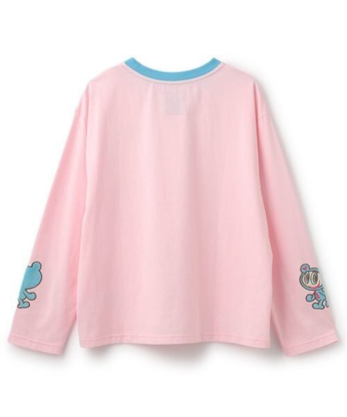 ナルミヤキャラクターズ（ナルミヤキャラクターズ）の「ナカムラくん 袖アップリケTシャツ（Tシャツ/カットソー・レディース・ホワイト/ピンク・F）」の3枚目の写真
