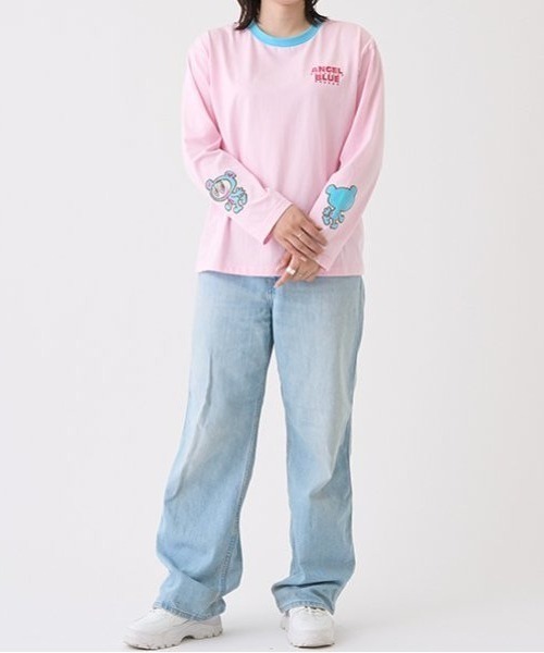 ナルミヤキャラクターズ（ナルミヤキャラクターズ）の「ナカムラくん 袖アップリケTシャツ（Tシャツ/カットソー・レディース・ホワイト/ピンク・F）」の16枚目の写真