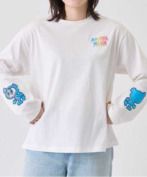 ナルミヤキャラクターズ（ナルミヤキャラクターズ）の「ナカムラくん 袖アップリケTシャツ（Tシャツ/カットソー・レディース・ホワイト/ピンク・F）」の13枚目の写真
