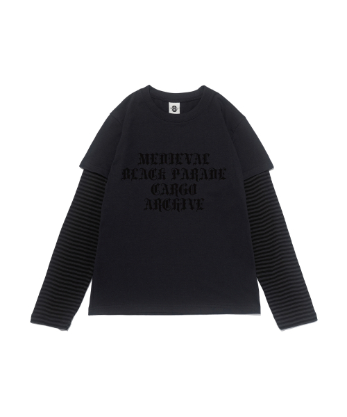 CARGOBROS FOR WOMAN(カーゴブロスフォーウィメン)の「ストライプレイヤード長袖Tシャツ(チャコール)(Tシャツ/カットソー・レディース・その他・FREE)」の1枚目の写真