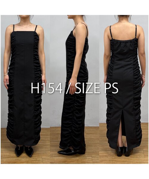 CAPRICIEUX LE'MAGE(カプリシューレマージュ)の「【セレモニーシーンにも◎】ギャザーキャミワンピース(ワンピース・レディース・ホワイト系その他/ブラック・PS/FREE)」の3枚目の写真