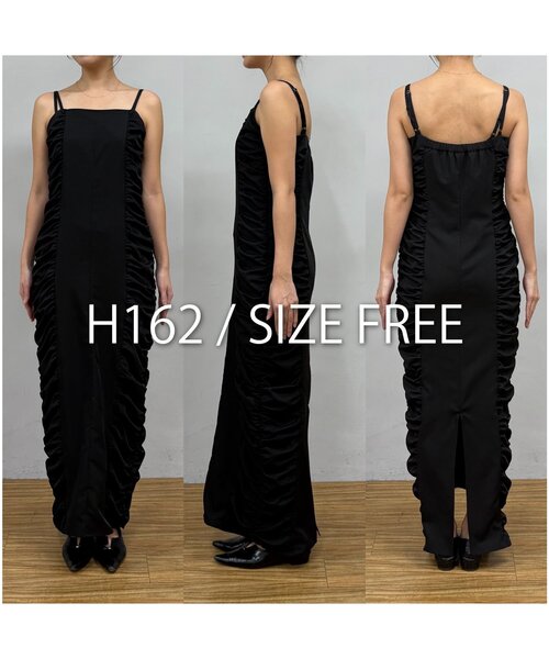 CAPRICIEUX LE'MAGE(カプリシューレマージュ)の「【セレモニーシーンにも◎】ギャザーキャミワンピース(ワンピース・レディース・ホワイト系その他/ブラック・PS/FREE)」の5枚目の写真