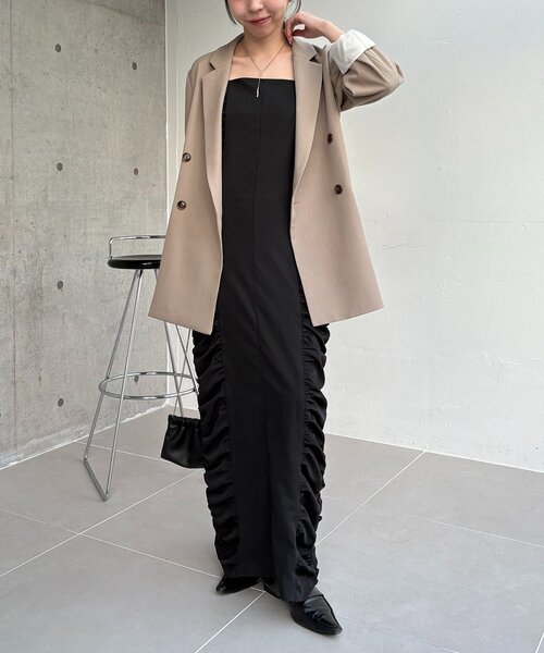 CAPRICIEUX LE'MAGE(カプリシューレマージュ)の「【セレモニーシーンにも◎】ギャザーキャミワンピース(ワンピース・レディース・ホワイト系その他/ブラック・PS/FREE)」の20枚目の写真