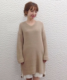 Chico | 【who's who Chico】Vネック方畦ニットワンピースセット(ワンピース)