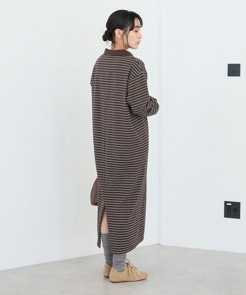 CRAFT STANDARD BOUTIQUE(クラフトスタンダードブティック)の「ポロ衿ボーダーワンピース◆(ワンピース・レディース・アイボリー/ブラウン・M/L)」の11枚目の写真