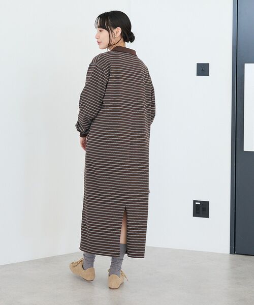 CRAFT STANDARD BOUTIQUE(クラフトスタンダードブティック)の「ポロ衿ボーダーワンピース◆(ワンピース・レディース・アイボリー/ブラウン・M/L)」の12枚目の写真