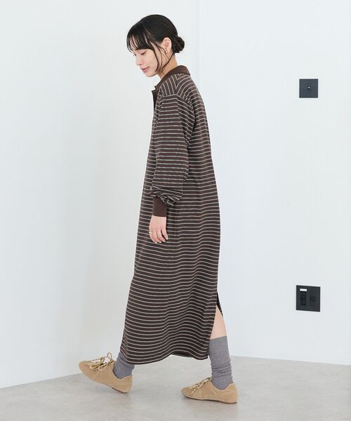 CRAFT STANDARD BOUTIQUE(クラフトスタンダードブティック)の「ポロ衿ボーダーワンピース◆(ワンピース・レディース・アイボリー/ブラウン・M/L)」の13枚目の写真