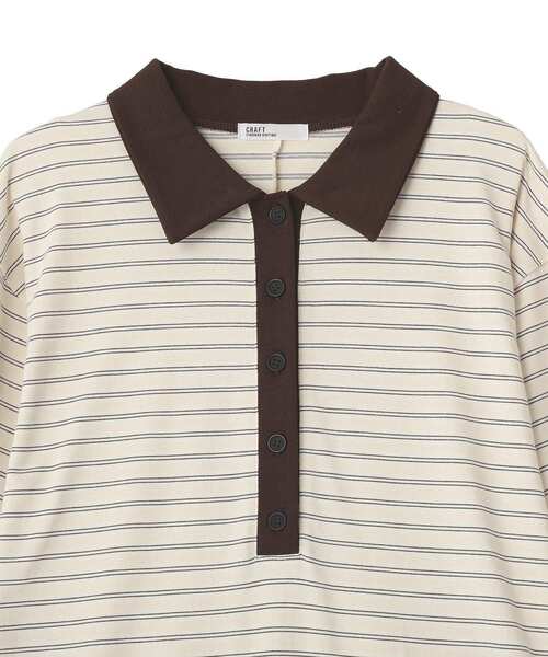 CRAFT STANDARD BOUTIQUE(クラフトスタンダードブティック)の「ポロ衿ボーダーワンピース◆(ワンピース・レディース・アイボリー/ブラウン・M/L)」の16枚目の写真