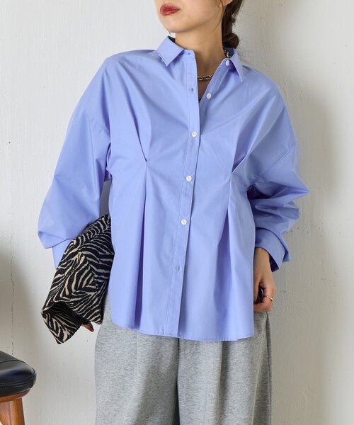 Jena espace merveilleux（ジェナ　エスパスメルヴェイユ）の「【ZOZOTOWN限定】フロントタックシャツ（シャツ/ブラウス・レディース・オフホワイト/ベージュ/ブルー・FREE）」の3枚目の写真