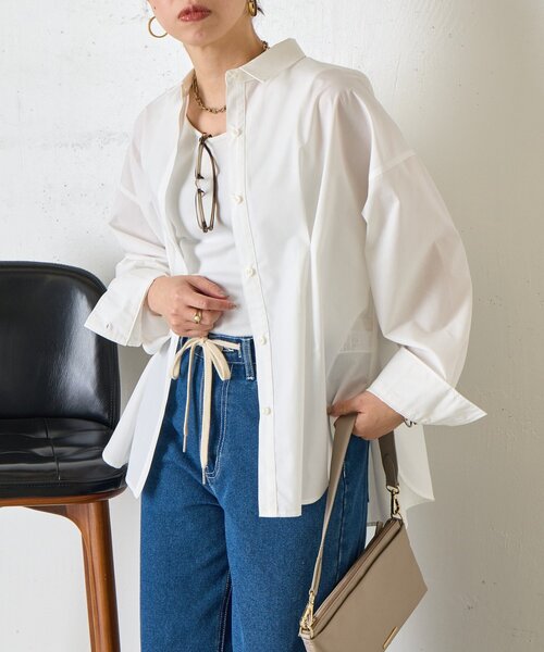 Jena espace merveilleux（ジェナ　エスパスメルヴェイユ）の「【ZOZOTOWN限定】フロントタックシャツ（シャツ/ブラウス・レディース・オフホワイト/ベージュ/ブルー・FREE）」の16枚目の写真