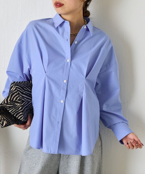 Jena espace merveilleux（ジェナ　エスパスメルヴェイユ）の「【ZOZOTOWN限定】フロントタックシャツ（シャツ/ブラウス・レディース・オフホワイト/ベージュ/ブルー・FREE）」の4枚目の写真