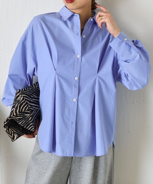 Jena espace merveilleux（ジェナ　エスパスメルヴェイユ）の「【ZOZOTOWN限定】フロントタックシャツ（シャツ/ブラウス・レディース・オフホワイト/ベージュ/ブルー・FREE）」の5枚目の写真