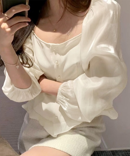 スクエアネック×パフスリーブブラウス（シャツ/ブラウス）｜ReRe（リリ