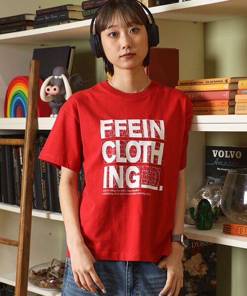 FFEIN（フェイン）の「【FFEIN（フェイン）】線画グラフィックロゴショート丈Tシャツ / Tシャツ クルーネック 半袖 プリント 【短丈】（Tシャツ/カットソー・メンズ・レモンイエロー/ネイビー/レッド・LARGE/MEDIUM/SMALL）」の4枚目の写真