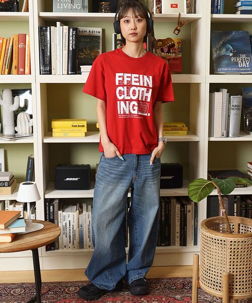 FFEIN（フェイン）の「【FFEIN（フェイン）】線画グラフィックロゴショート丈Tシャツ / Tシャツ クルーネック 半袖 プリント 【短丈】（Tシャツ/カットソー・メンズ・レモンイエロー/ネイビー/レッド・LARGE/MEDIUM/SMALL）」の8枚目の写真