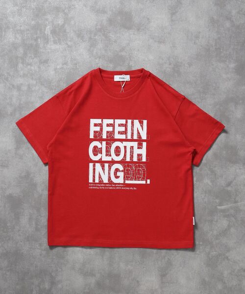 FFEIN（フェイン）の「【FFEIN（フェイン）】線画グラフィックロゴショート丈Tシャツ / Tシャツ クルーネック 半袖 プリント 【短丈】（Tシャツ/カットソー・メンズ・レモンイエロー/ネイビー/レッド・LARGE/MEDIUM/SMALL）」の13枚目の写真