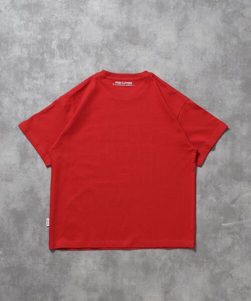 FFEIN（フェイン）の「【FFEIN（フェイン）】線画グラフィックロゴショート丈Tシャツ / Tシャツ クルーネック 半袖 プリント 【短丈】（Tシャツ/カットソー・メンズ・レモンイエロー/ネイビー/レッド・LARGE/MEDIUM/SMALL）」の14枚目の写真