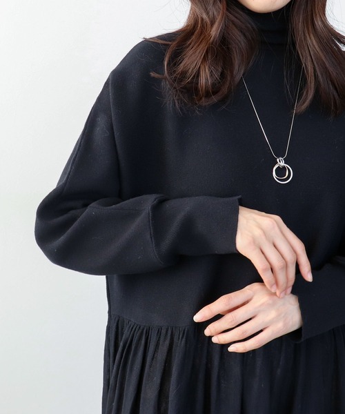 Three Four Time（ｽﾘｰﾌｫｰﾀｲﾑ）の「ギャザーニットワンピース（ワンピース・レディース・オレンジ/ブラック・FREE）」の19枚目の写真