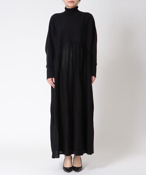 Three Four Time（ｽﾘｰﾌｫｰﾀｲﾑ）の「ギャザーニットワンピース（ワンピース・レディース・オレンジ/ブラック・FREE）」の4枚目の写真