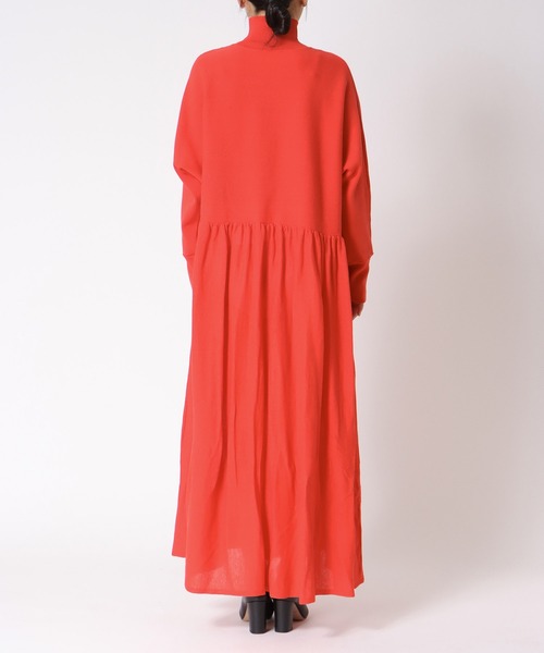 Three Four Time（ｽﾘｰﾌｫｰﾀｲﾑ）の「ギャザーニットワンピース（ワンピース・レディース・オレンジ/ブラック・FREE）」の8枚目の写真