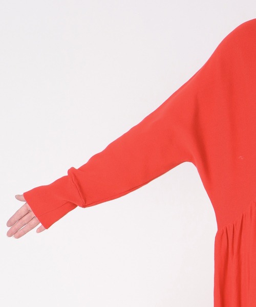 Three Four Time（ｽﾘｰﾌｫｰﾀｲﾑ）の「ギャザーニットワンピース（ワンピース・レディース・オレンジ/ブラック・FREE）」の10枚目の写真