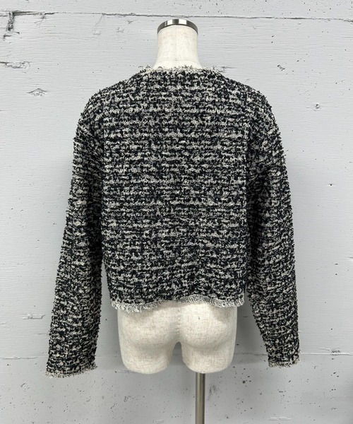 ARCHIVE STANCE(アーカイブスタンス)の「NO-COLLAR KNIT BIG JACKET(ノーカラージャケット・レディース・ブラック・FREE)」の10枚目の写真