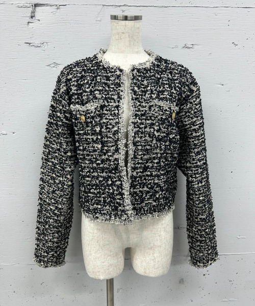 ARCHIVE STANCE(アーカイブスタンス)の「NO-COLLAR KNIT BIG JACKET(ノーカラージャケット・レディース・ブラック・FREE)」の8枚目の写真