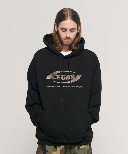 CARGOBROS(カーゴブロス)の「オーバーボックスロゴオーバーフィットフードTシャツ(ブラック/カモ)(パーカー・メンズ・その他・SMALL/MEDIUM/LARGE/X-LARGE/S-M/M-L/L-XL/XL-XXL)」の4枚目の写真