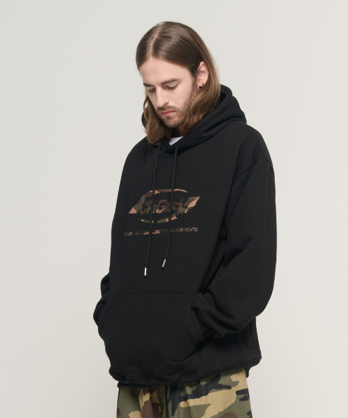 CARGOBROS(カーゴブロス)の「オーバーボックスロゴオーバーフィットフードTシャツ(ブラック/カモ)(パーカー・メンズ・その他・SMALL/MEDIUM/LARGE/X-LARGE/S-M/M-L/L-XL/XL-XXL)」の5枚目の写真