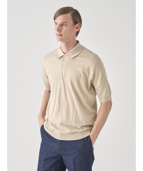 Короткая футболка с клапаном Cotton Knit Polo Shirt