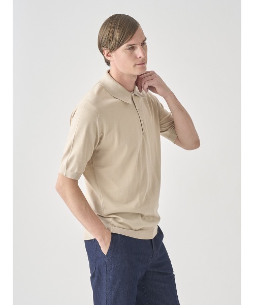 JOHN SMEDLEY(ジョンスメドレー)の「半袖コットンニットクラシックポロシャツ(ポロシャツ・メンズ・ベージュ系その他4・S/M/XL)」の3枚目の写真