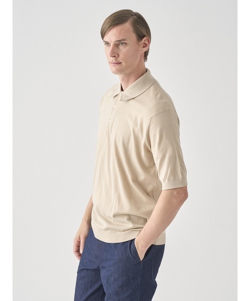 JOHN SMEDLEY(ジョンスメドレー)の「半袖コットンニットクラシックポロシャツ(ポロシャツ・メンズ・ベージュ系その他4・S/M/XL)」の5枚目の写真