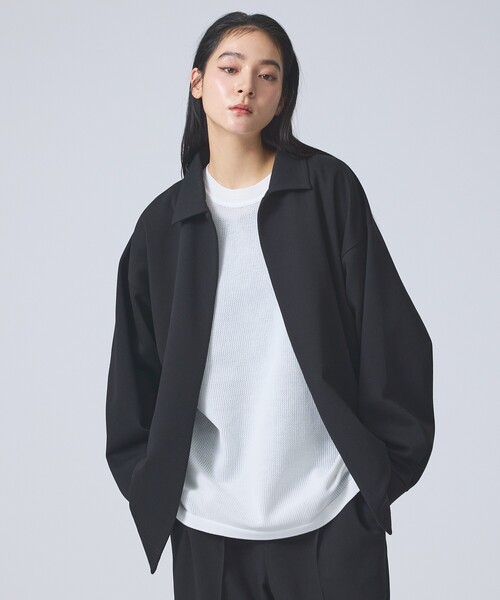 FORTUNA HOMME（フォルトゥナオム）の「【FORTUNA/フォルトゥナ】NobuttonLightJK/ノーボタンライトジャケット/ユニセックス/【WEB限定】（ブルゾン・メンズ・ネイビー/ブラック・M/L）」の2枚目の写真