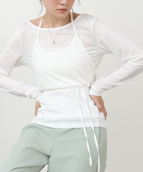 Bab(バブ)の「【レイヤードアイテム】ホルターレイヤードカットソー(Tシャツ/カットソー・レディース・杢グレー/オフホワイト/サックスブルー・FREE)」の7枚目の写真