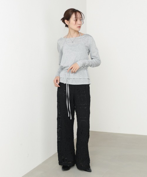 Bab(バブ)の「【レイヤードアイテム】ホルターレイヤードカットソー(Tシャツ/カットソー・レディース・杢グレー/オフホワイト/サックスブルー・FREE)」の12枚目の写真