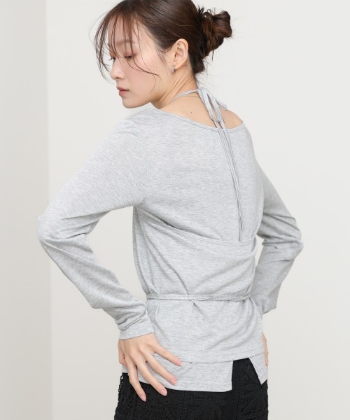 Bab(バブ)の「【レイヤードアイテム】ホルターレイヤードカットソー(Tシャツ/カットソー・レディース・杢グレー/オフホワイト/サックスブルー・FREE)」の13枚目の写真