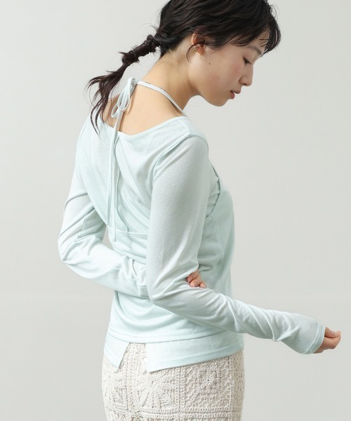 Bab(バブ)の「【レイヤードアイテム】ホルターレイヤードカットソー(Tシャツ/カットソー・レディース・杢グレー/オフホワイト/サックスブルー・FREE)」の22枚目の写真