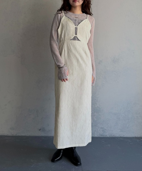&g'aime(アンジェム)の「【&g'aime 】シワ加工キャミワンピース Wrinkle-Textured Cami Dress(ワンピース・レディース・アイボリー/ブラウン/ブラック・FREE)」の4枚目の写真